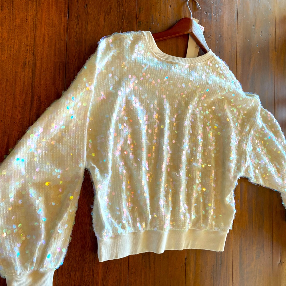 Parker Ivory sequin sweater size M. New/never worn
